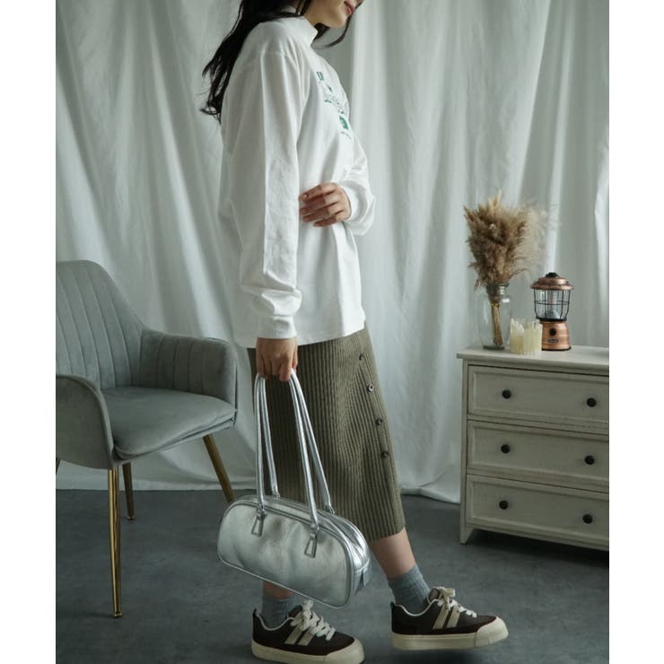 ハイネック プリントロンT カレッジTシャツ | aimoha  | 詳細画像4 