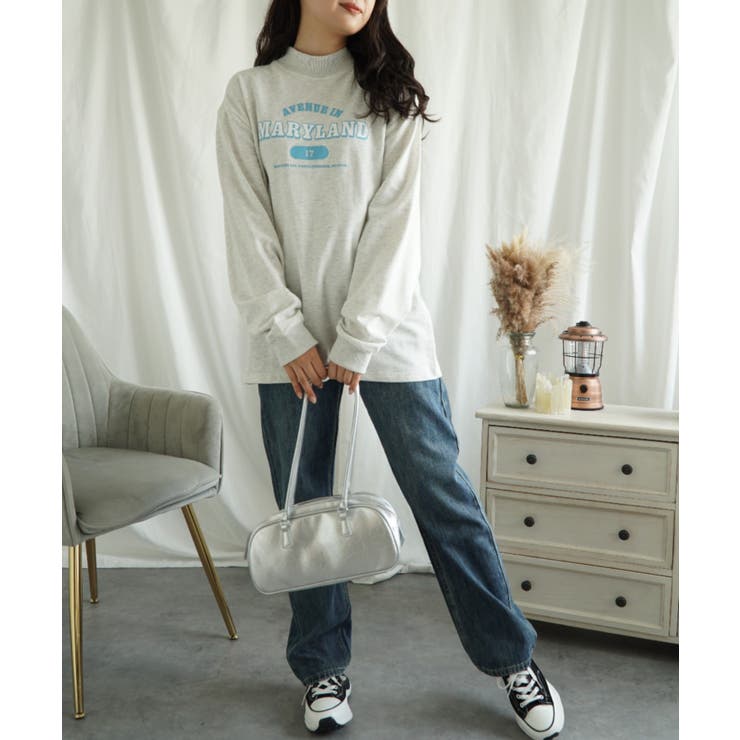 ハイネック プリントロンT カレッジTシャツ | aimoha  | 詳細画像12 