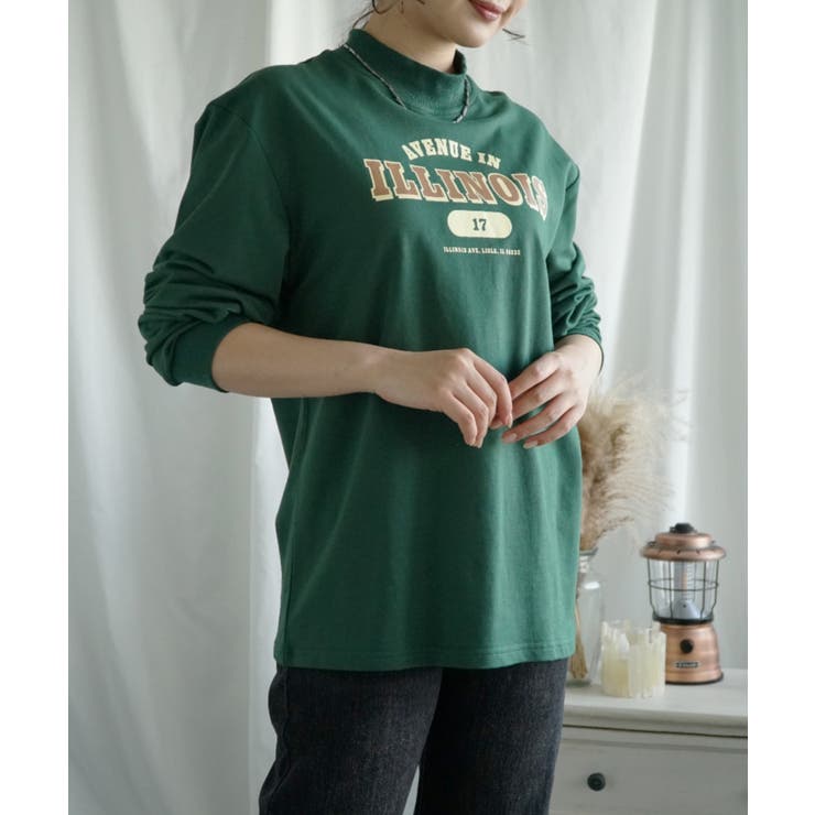 ハイネック プリントロンT カレッジTシャツ | aimoha  | 詳細画像39 