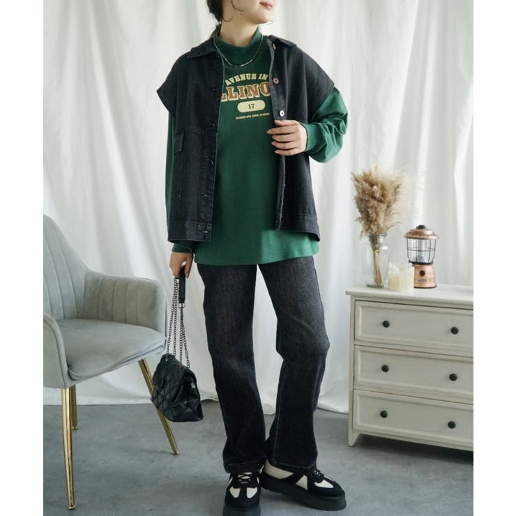 ハイネック プリントロンT カレッジTシャツ | aimoha  | 詳細画像45 