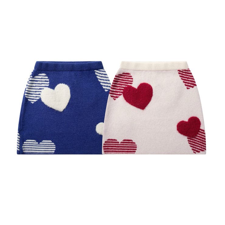 for girls ハート立体刺繍ニットミニスカートセットアップ可能[品番