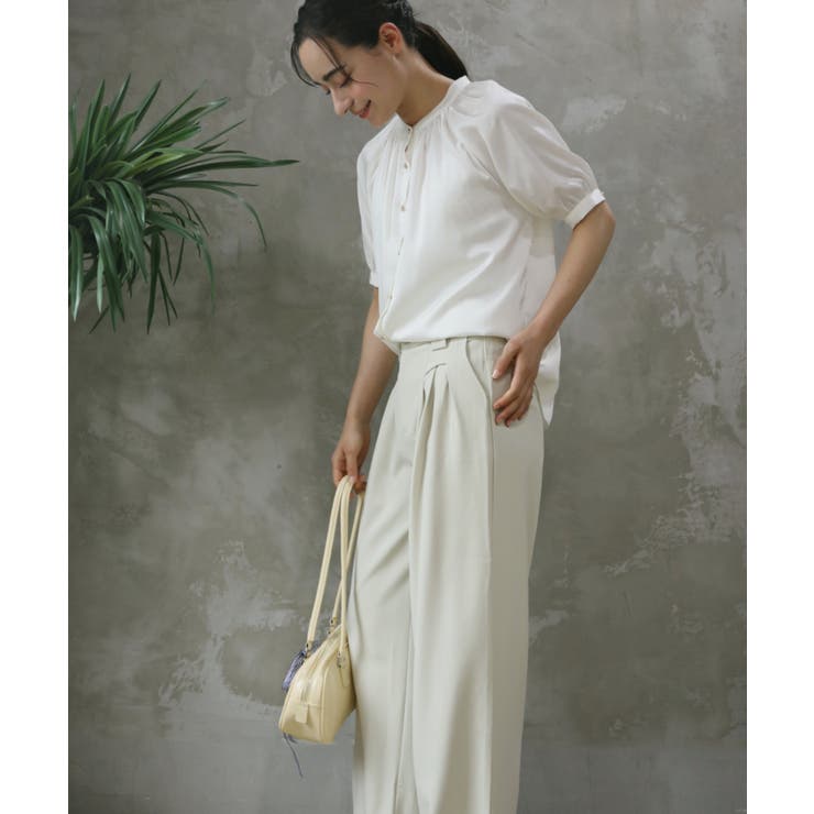 【aimoha】ハイウエストデザインタックスラックス ワイドパンツ ロング丈 | aimoha  | 詳細画像12 