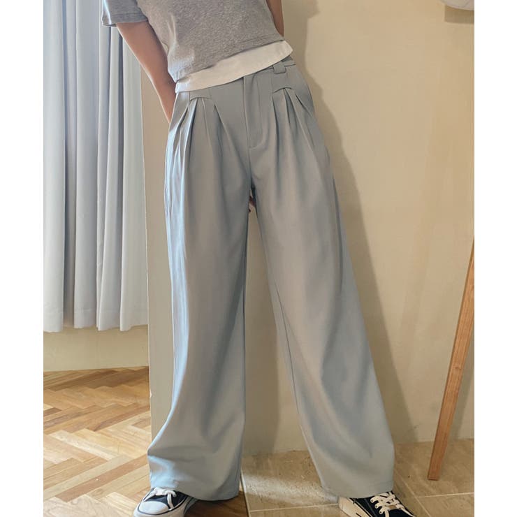 【aimoha】ハイウエストデザインタックスラックス ワイドパンツ ロング丈 | aimoha  | 詳細画像5 