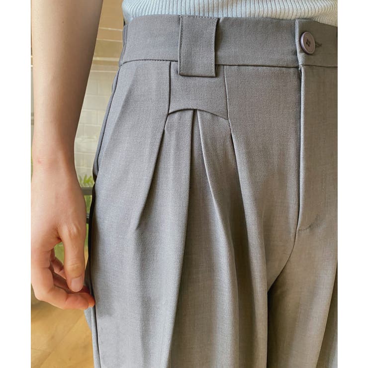 【aimoha】ハイウエストデザインタックスラックス ワイドパンツ ロング丈 | aimoha  | 詳細画像4 