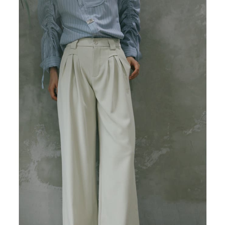 【aimoha】ハイウエストデザインタックスラックス ワイドパンツ ロング丈 | aimoha  | 詳細画像7 