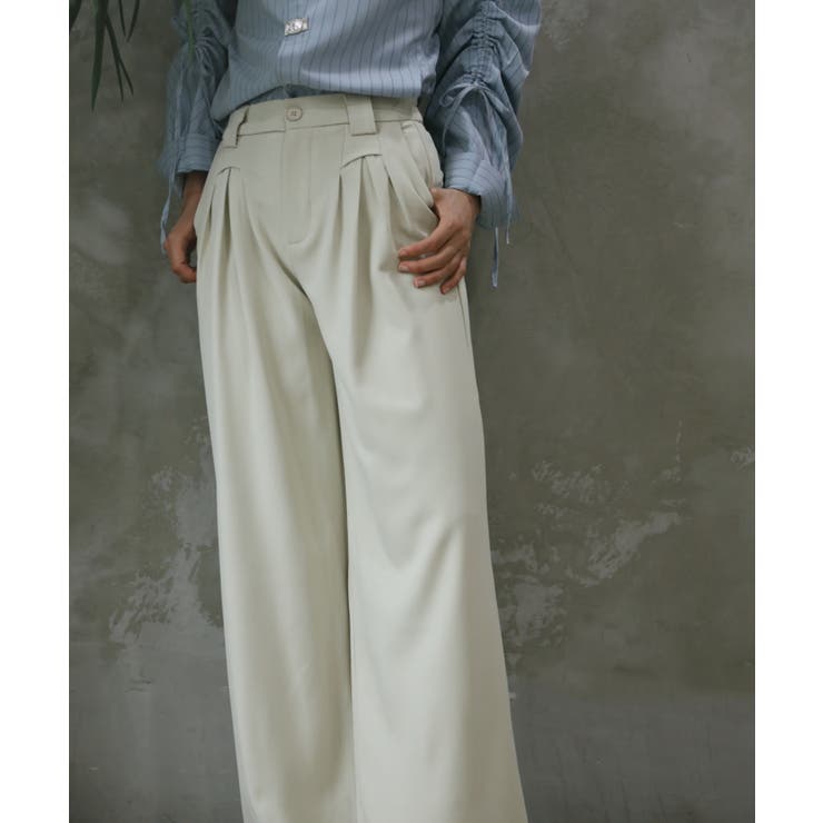 【aimoha】ハイウエストデザインタックスラックス ワイドパンツ ロング丈 | aimoha  | 詳細画像8 