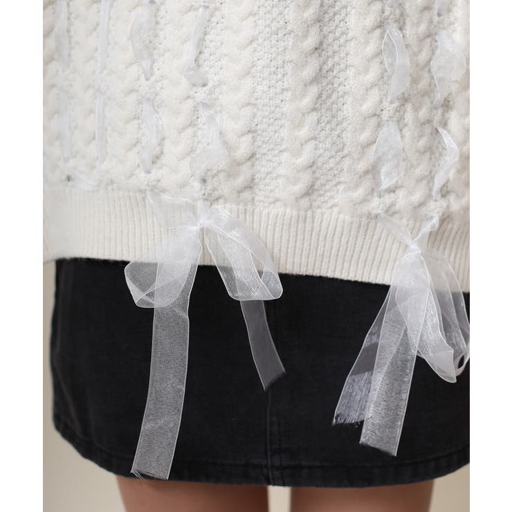 【HOOK】for girls ケーブル編みリボン通しデザインニット【AW】 | HOOK | 詳細画像11 