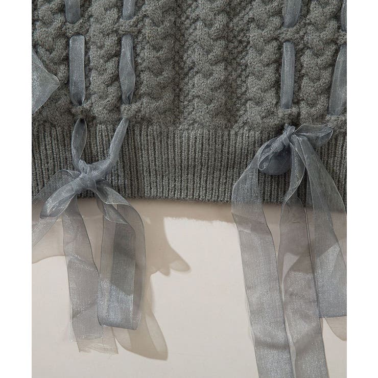 【HOOK】for girls ケーブル編みリボン通しデザインニット【AW】 | HOOK | 詳細画像2 