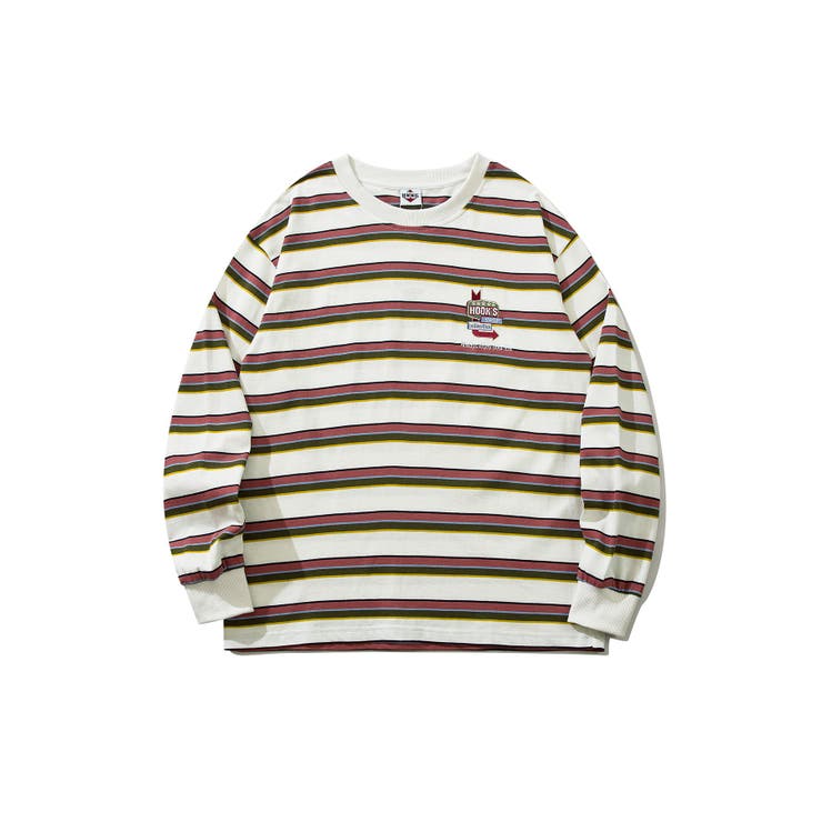 HOOK  original  アメカジワンポイント刺繍マルチボーダー長袖カット… | HOOK | 詳細画像2 