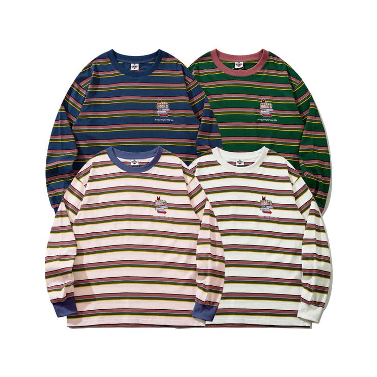 HOOK  original  アメカジワンポイント刺繍マルチボーダー長袖カット… | HOOK | 詳細画像1 