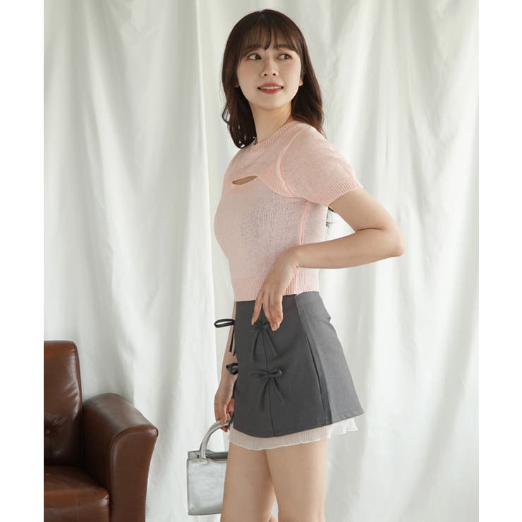 カットソー(半袖/袖なし) jasmine chiffon top Jasmine】胸あきデザイン半袖トップス – 《公式》moremore（モアモア）