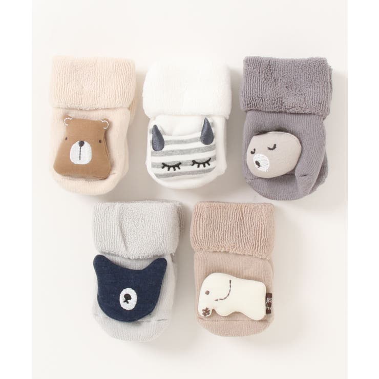 ミックス | 【mosox】かわいい動物モチーフ付き滑り止め入りkids靴下5点セット | aimoha kids