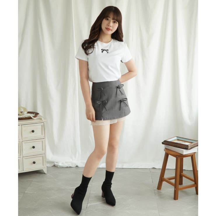 「Jasmine」リボン刺しゅう半袖Tシャツ Jasmine Grandiflo… | aimoha  | 詳細画像8 