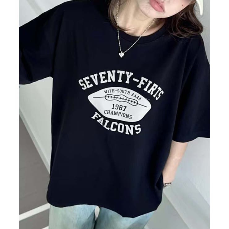 ブラック | レトロプリントTシャツ | aimoha 