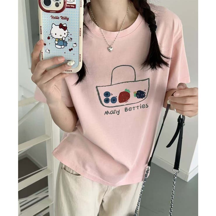 ピンク | カジュアルプリントTシャツ | aimoha 