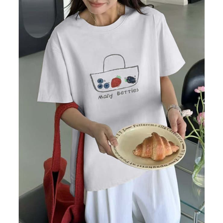 ホワイト | カジュアルプリントTシャツ | aimoha 