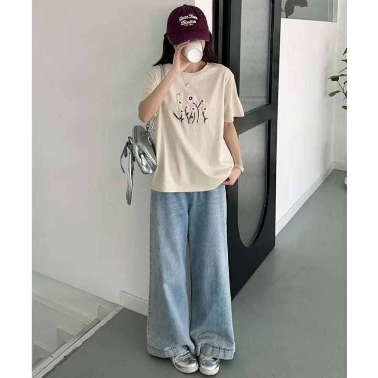 花柄プリントTシャツ | aimoha  | 詳細画像3 