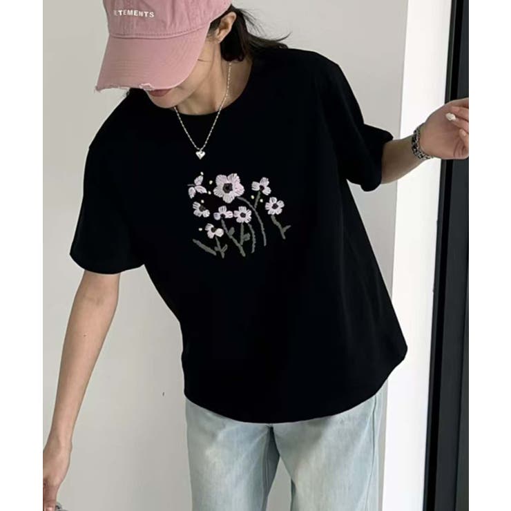 花柄プリントTシャツ | aimoha  | 詳細画像7 