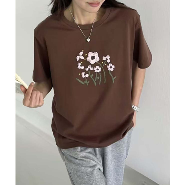 モカ | 花柄プリントTシャツ | aimoha 