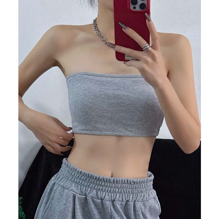グレー | シンプルなバンドゥトップ チューブトップ | aimoha 