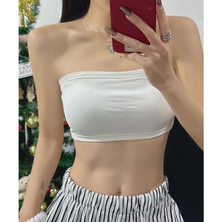 ホワイト | カップ付きバンドゥトップ チューブトップ | aimoha 