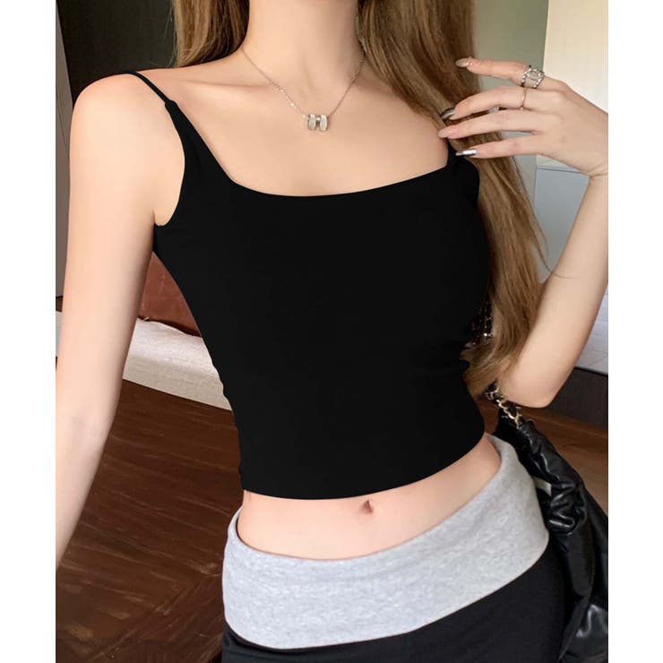 ブラック | レーヨンシンプルキャミソール | aimoha 