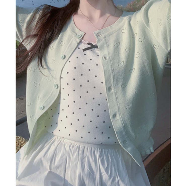 ドット柄リボン付きキャミソール | aimoha  | 詳細画像9 