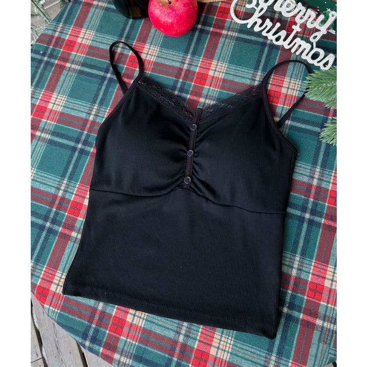 ブラック | ギャザーデザインキャミソール | aimoha 