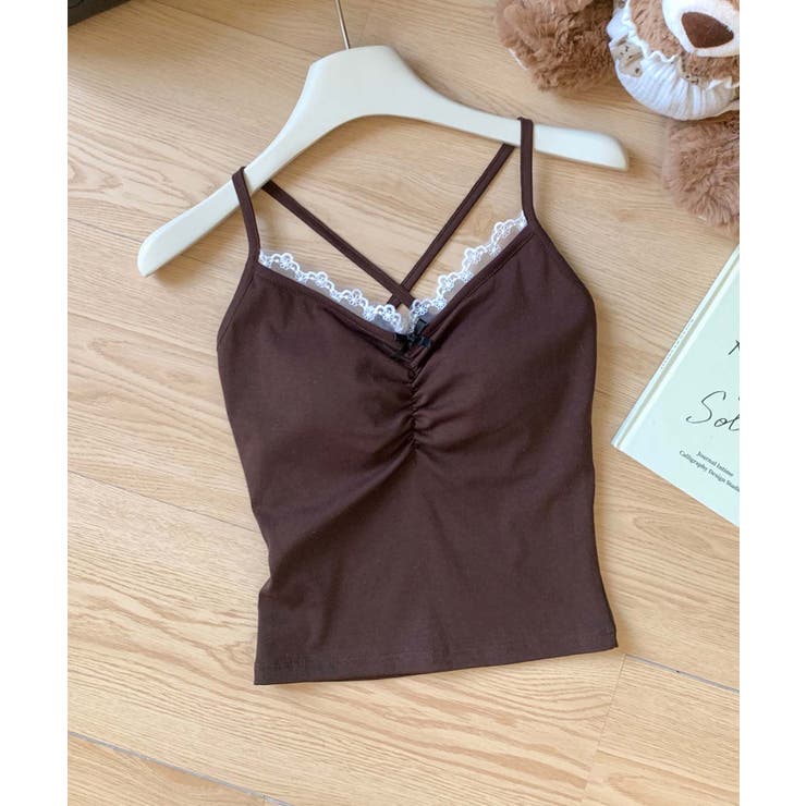 モカ | クロスバックリボン付きキャミソール | aimoha 