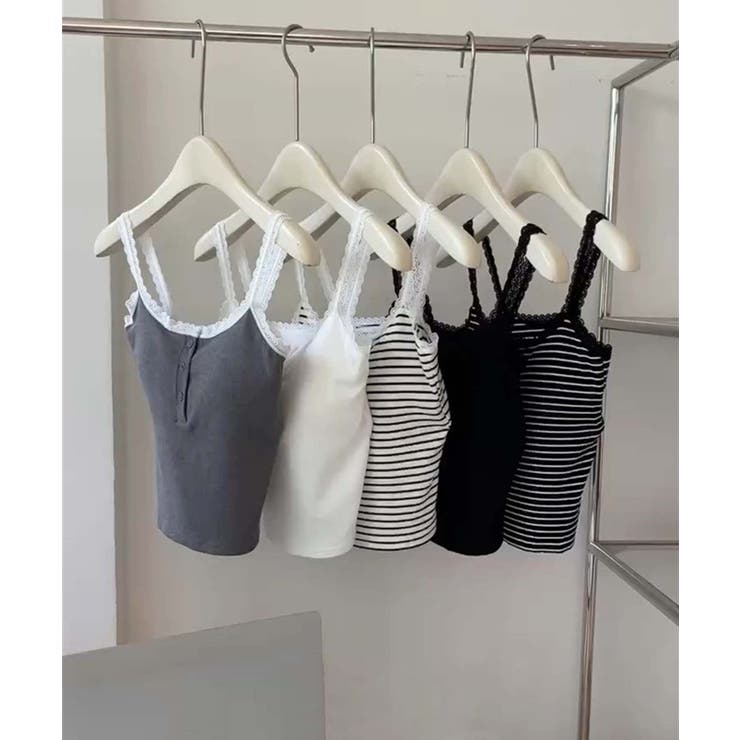 ストライプ＆レーストリムのキャミソール | aimoha  | 詳細画像5 