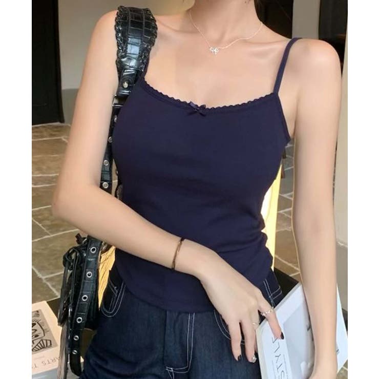 ネイビー | さらりとしたシンプルキャミソール | aimoha 