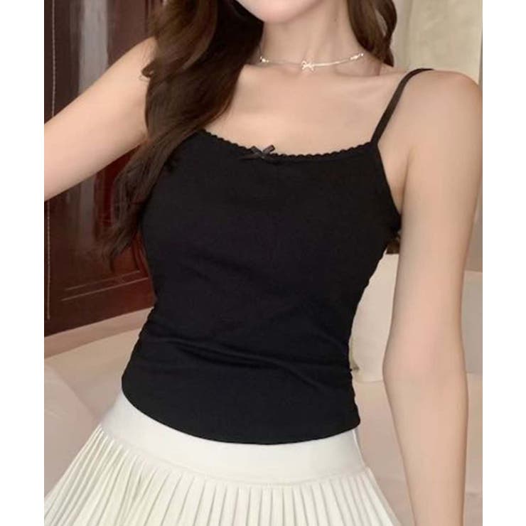 ブラック | さらりとしたシンプルキャミソール | aimoha 