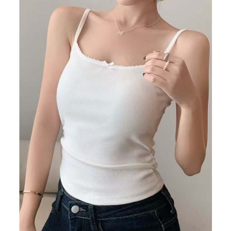 ホワイト | さらりとしたシンプルキャミソール | aimoha 