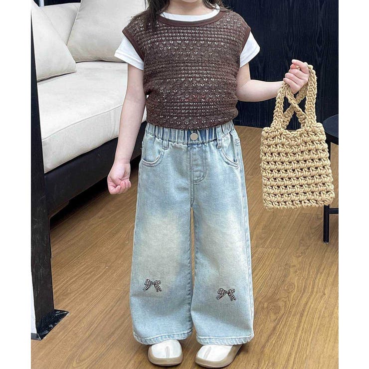 サイドリボンデニムパンツ