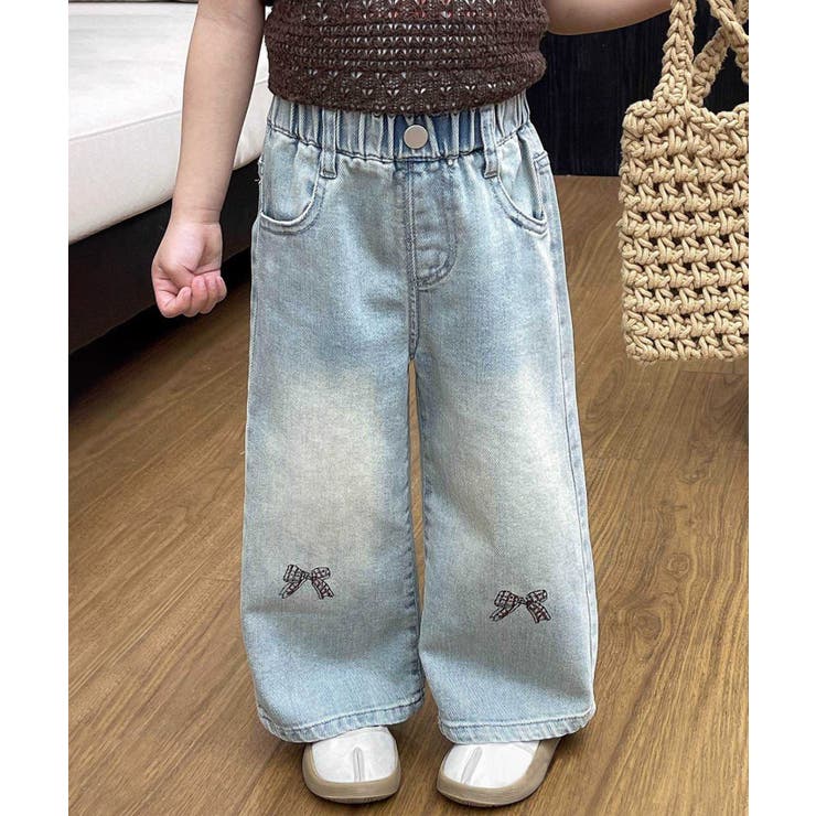 aimoha-KIDS-】リボン刺繍デニムパンツ[品番：XT000013509