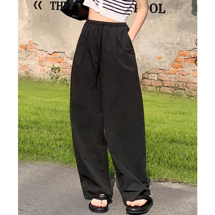 ブラック | 【DECADE CLASSIC】コットンワイドストレートパンツ | DECADECLASSIC