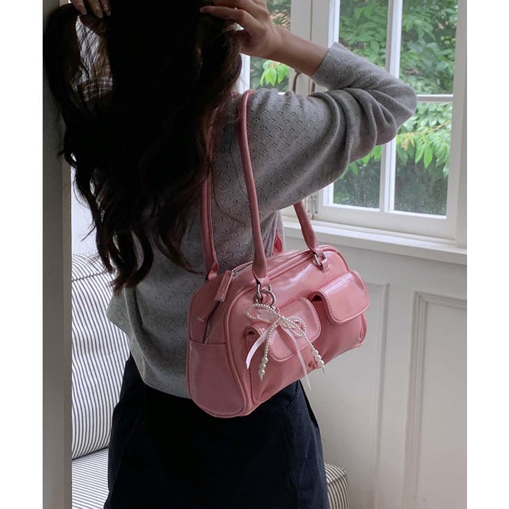 PUレザーリボンショルダーバッグ[品番：XT000013808]｜aimoha