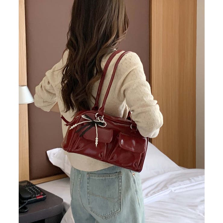 PUレザーリボンショルダーバッグ | aimoha  | 詳細画像16 