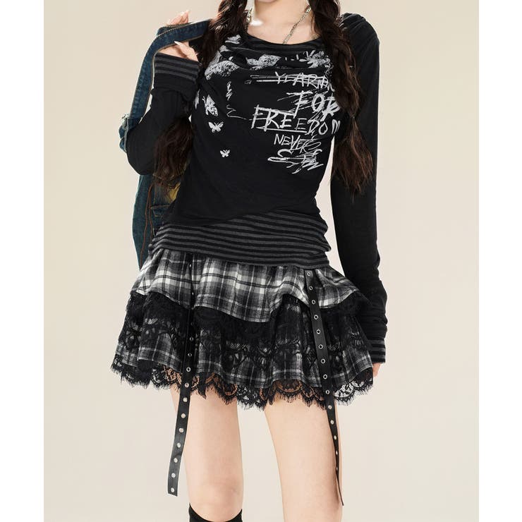 レイヤード風グラフィックロングTシャツ | HOOK | 詳細画像19 