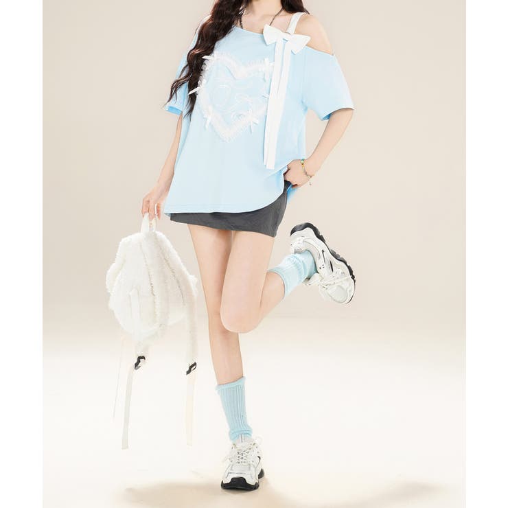 【HOOK】for girls ハートレースリボンTシャツ | HOOK | 詳細画像18 