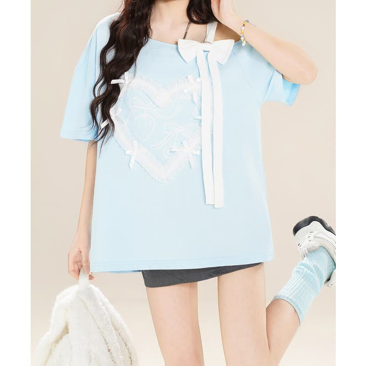 【HOOK】for girls ハートレースリボンTシャツ | HOOK | 詳細画像19 