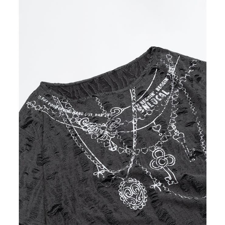 充実の品 スカーフ付きチェーンプリントTシャツ[品番：XT000013728]｜HOOK トップス