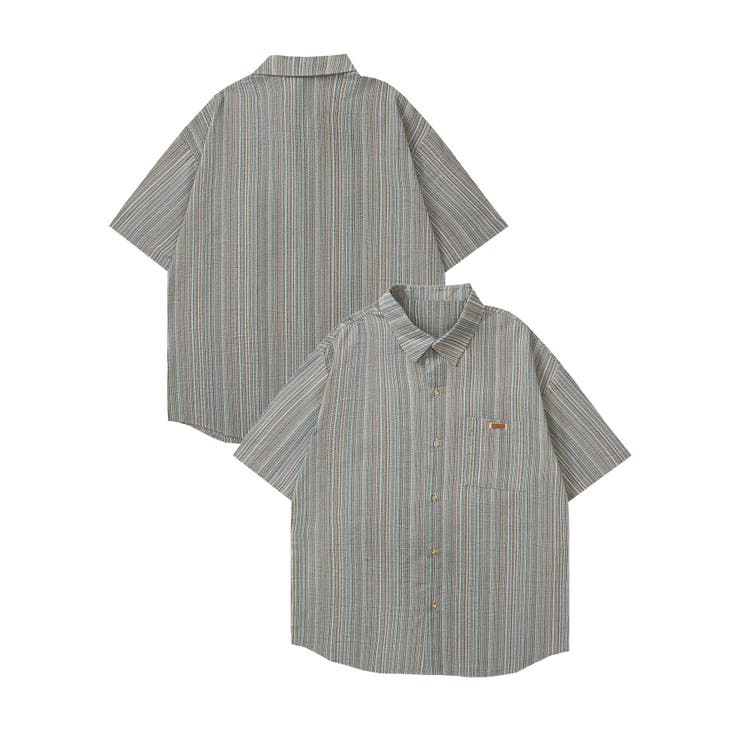 クラシックストライプ半袖シャツ[品番：XT000013696]｜HOOK