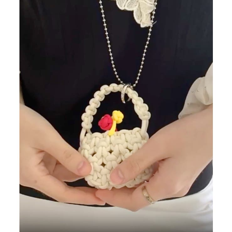 ホワイト | ミニかぎ編みハンドバッグ ネックレス ショルダーバッグ | HOOK