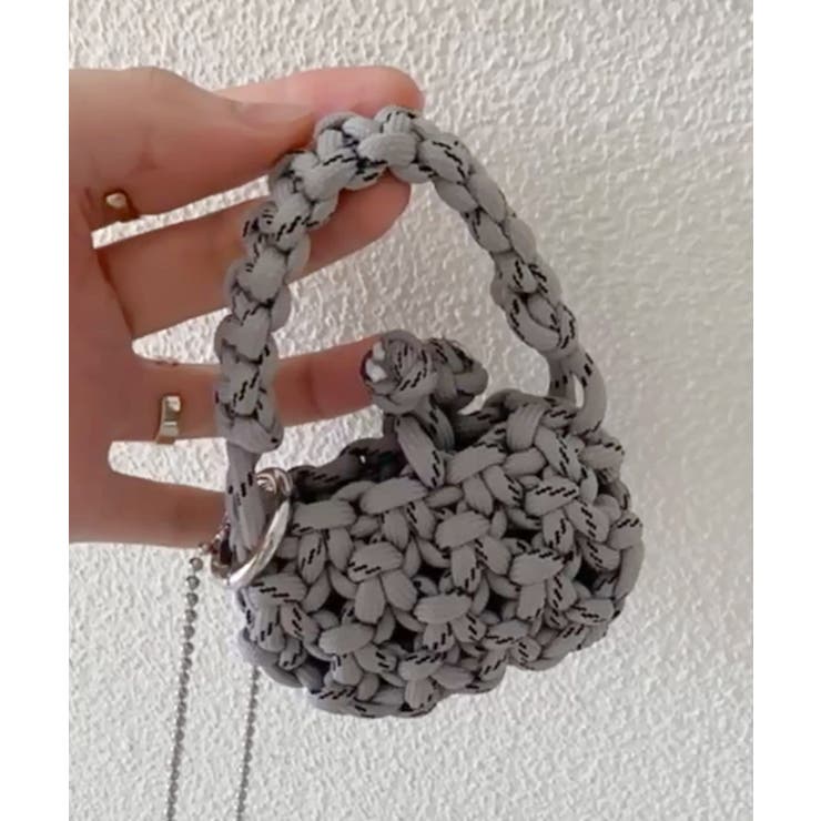 グレー | ミニかぎ編みハンドバッグ ネックレス ショルダーバッグ | HOOK