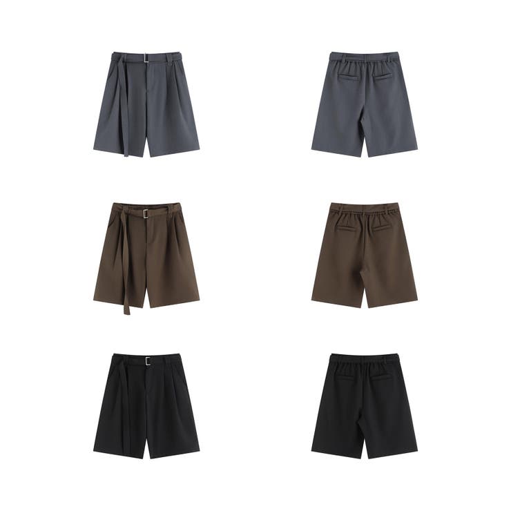 共布ベルト付きタックショートスラックスパンツ | aimoha men | 詳細画像2 