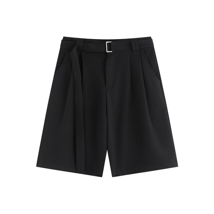 共布ベルト付きタックショートスラックスパンツ | aimoha men | 詳細画像1 