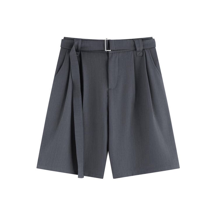 共布ベルト付きタックショートスラックスパンツ | aimoha men | 詳細画像5 