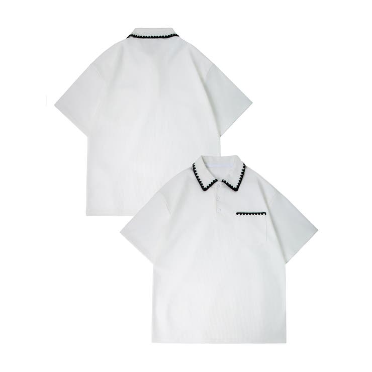 ホワイト | ステッチデザインポロシャツ | aimoha men