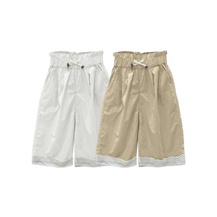 【aimoha-KIDS-】レースヘムコットンワイドパンツ | aimoha kids | 詳細画像1 